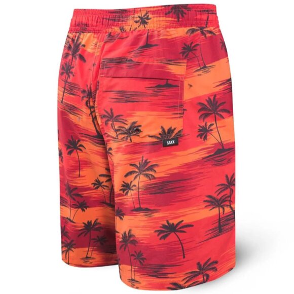 Brand New SAXX Men's Swim Cannonball Shorts in Red Palm Sunset - Picture 5 of 10